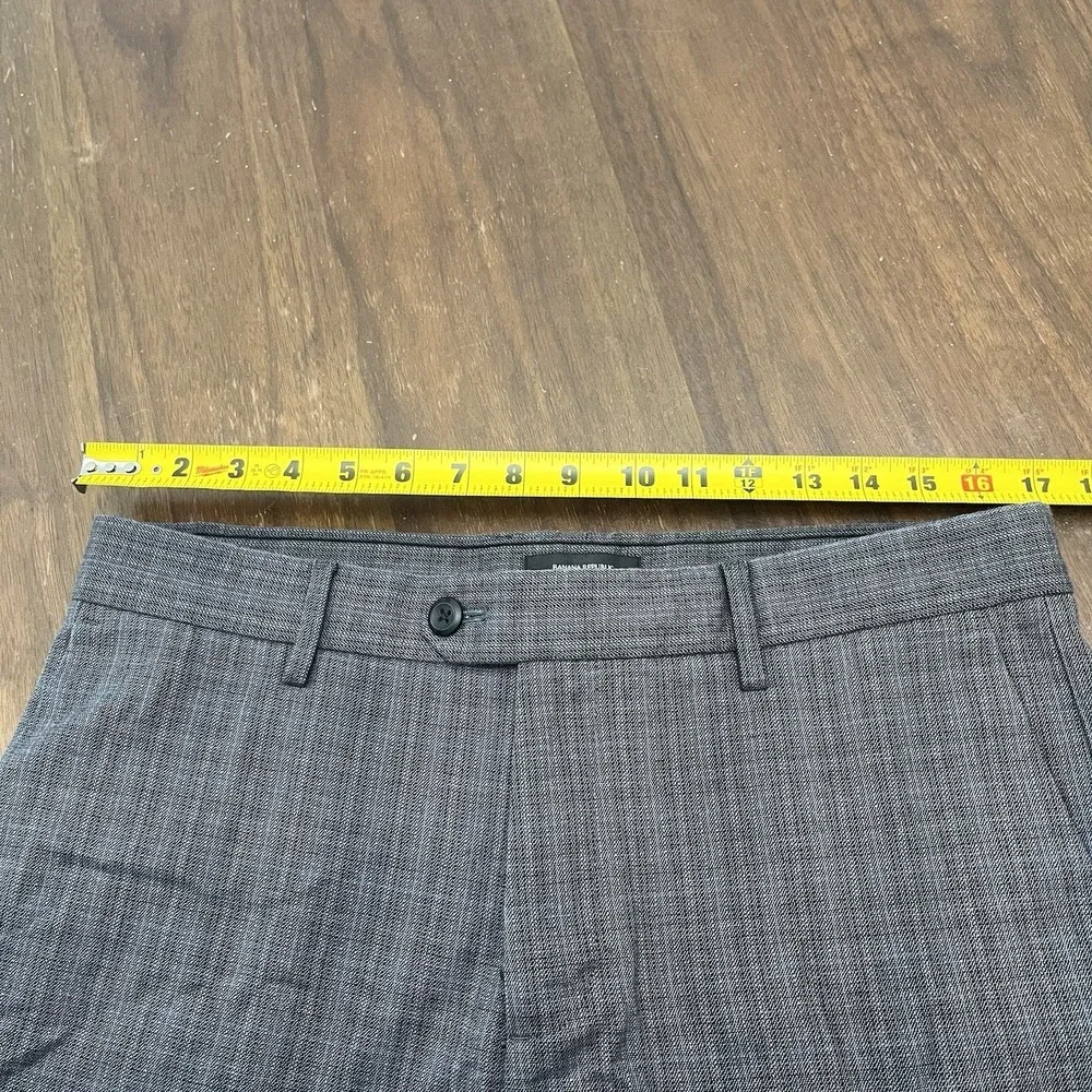 Banana Republic Men's 33x30 Dress Pants Gray Check Slim-Tapered Fit Size